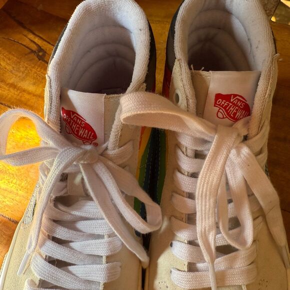 Vans White Rainbow Pride Sk8-Hi Top Skate Shoes Mens Size 6 Womens 7.5 - Picture 7 of 10